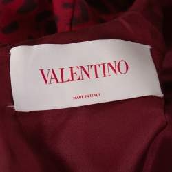 Pre Owned Valentino Red Wool & Silk Blend Leopard Print Short Dress S