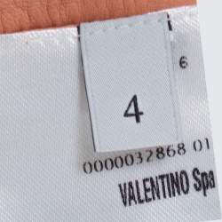 Pre Owned Valentino Peach Suede Patchwork Midi Skirt S