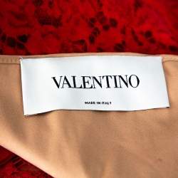 Pre Owned Valentino Red Lace Bow Detail Sleeveless Sheath Dress M