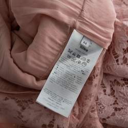 Pre Owned فستان فالنتينو أكمام طويلة دانتيل زهور وردي فاتح M