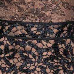 Pre Owned Valentino Black Lace Overlay Flute Sleeve Midi Dress S