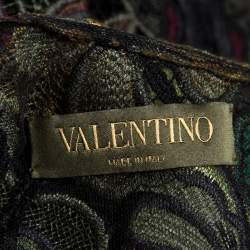 Pre Owned Valentino Green Butterfly Patterned Cotton Lace Cropped Top S