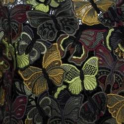 Pre Owned Valentino Green Butterfly Patterned Cotton Lace Cropped Top S