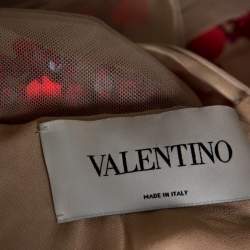 Pre Owned Valentino Cream & Red Paillette Embellished Tulle Dress M