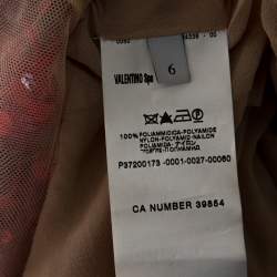 Pre Owned Valentino Cream & Red Paillette Embellished Tulle Dress M
