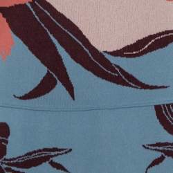 Pre Owned Valentino Slate Blue Floral Jacquard Sleeveless Dress M