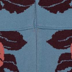 Pre Owned Valentino Slate Blue Floral Jacquard Sleeveless Dress M