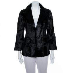 Pre Owned Valentino Vintage Black Dankalia Kid Goat Fur Jacket M