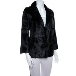 Pre Owned Valentino Vintage Black Dankalia Kid Goat Fur Jacket M