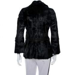 Pre Owned Valentino Vintage Black Dankalia Kid Goat Fur Jacket M