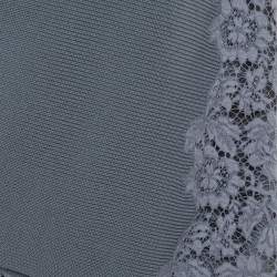 Pre Owned Valentino Grey Rib Knit & Lace Trim Wrap Cardigan XL 