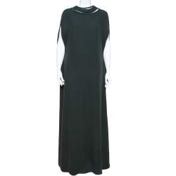 مملوكة مسبقًا فستان ماكسي فالنتينو كريب أخضر داكن بحبل على الرقبة مقاس كبير - لارج