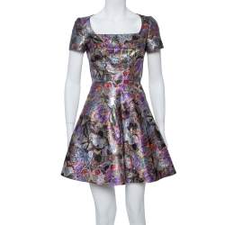 Pre Owned فستان فالنتينو تصميم حرف أيه نمط باترفلاي حاكار لوركس ميتالك متعدد الألوان متوسط