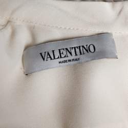 Pre Owned Valentino Cream Silk & Lace Pintuck Detail Tunic M