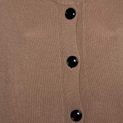 Pre Owned Valentino Vintage Beige Cashmere Belted High Neck Cardigan S