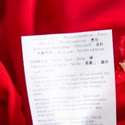 Pre Owned Valentino Red Silk Neck Tie Detail  Pleated Midi Dress S