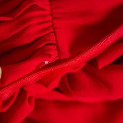 Pre Owned Valentino Red Silk Neck Tie Detail  Pleated Midi Dress S