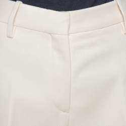 Pre Owned Valentino Cream Wool Wide Leg Tailored Trousers S
