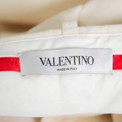 Pre Owned Valentino Cream Wool Wide Leg Tailored Trousers S