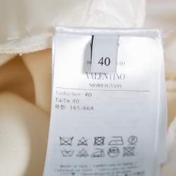 Pre Owned Valentino Cream Wool Wide Leg Tailored Trousers S