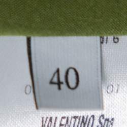 Pre Owned Valentino Green Lace Button Front Shirt & Midi Skirt Set S