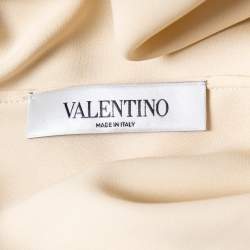 Pre Owned Valentino Beige Silk Pleated Front Sleeveless Top M