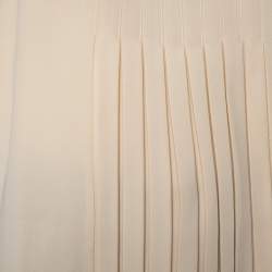 Pre Owned Valentino Beige Silk Pleated Front Sleeveless Top M