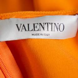 Pre Owned Valentino Orange Silk Scalloped Edge Cady Poncho S