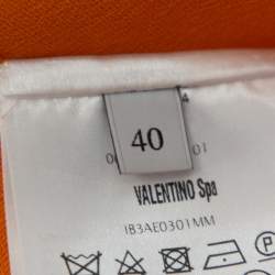 Pre Owned Valentino Orange Silk Scalloped Edge Cady Poncho S
