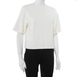 Pre Owned Valentino Cream Knit Crewneck Crop Top M