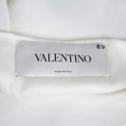 Pre Owned فستان فالنتينو كريب ديرابيه أبيض وأسود مقاس صغير - سمول