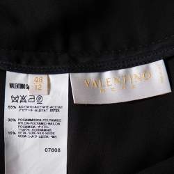 Pre Owned Valentino Black Chiffon Trail Detail Paneled Maxi Skirt L