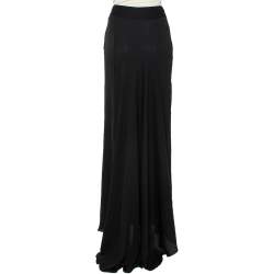 Pre Owned Valentino Black Chiffon Trail Detail Paneled Maxi Skirt L