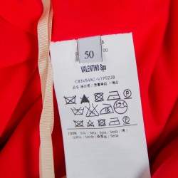 Pre Owned Valentino Red Silk Oversized Sleeve Maxi Dress XL