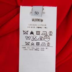 Pre Owned Valentino Red Silk Oversized Sleeve Maxi Dress XL