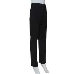 Pre Owned Valentino Black Stretch Wool Tapered Leg Pants M