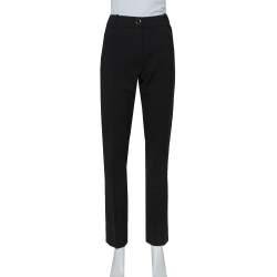 Pre Owned Valentino Black Stretch Wool Tapered Leg Pants M