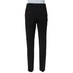 Pre Owned Valentino Black Stretch Wool Tapered Leg Pants M