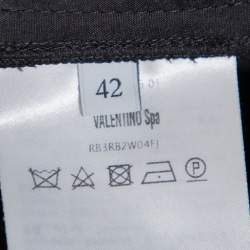 Pre Owned Valentino Black Stretch Wool Tapered Leg Pants M
