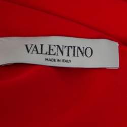 Pre Owned Valentino Red Silk Bell Sleeve Top M