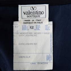 Valentino Boutique Midnight Blue Cashmere Button Front Collarless Vintage Jacket L