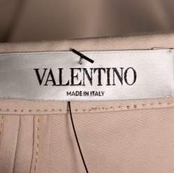 Pre Owned Valentino Beige Cotton Ruffle Detail Paneled Knee Length Skirt M