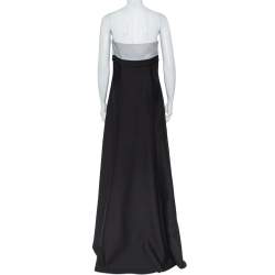 Valentino Black & White Wool & Silk Blend Bow Detail Strapless Tube Dress M