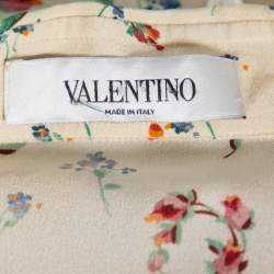 Pre Owned Valentino Cream Floral Printed Silk Button Front Shirt S