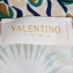 Pre Owned Valentino Multicolor Printed Knit Front Tie Detail Top L