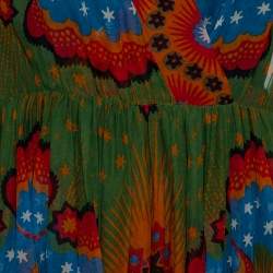 مملوكة مسبقًا Valentino Multicolor Volcano Printed Silk Faux Wrap Mini Dress S