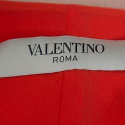 Pre Owned Valentino Orange Satin Draped Neck Detail Maxi Dress XL