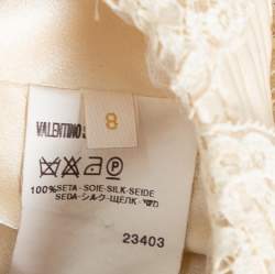 Pre Owned Valentino Vintage Cream Silk Satin & Lace Scoop Neck Top M