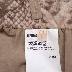 Pre Owned Valentino Beige Snakeskin Printed Silk Ruffled Halter Neck Maxi Dress M