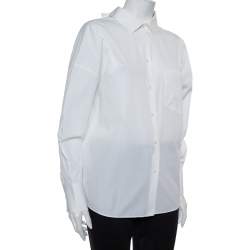 Pre Owned Valentino White Cotton Back Tie Detail Button Front Shirt S